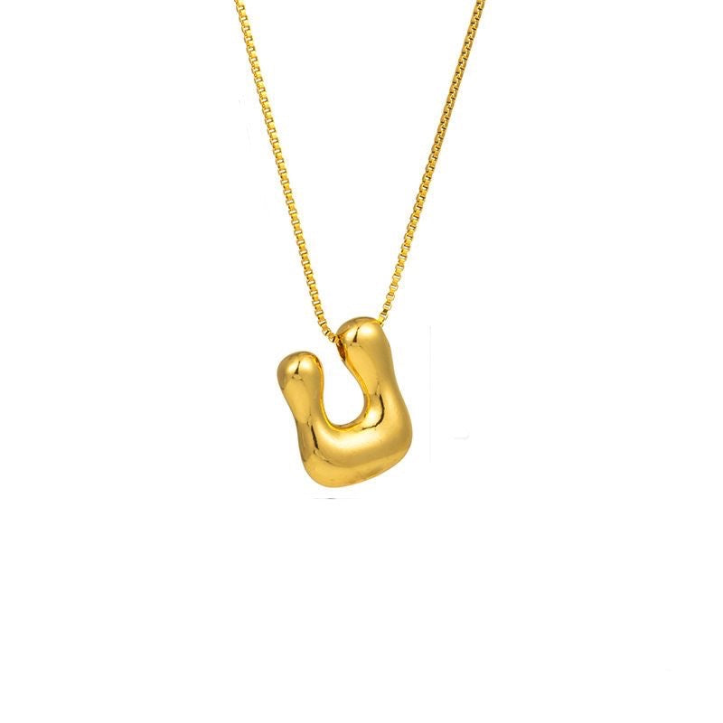 Golden letter necklace with pendant "AZ", 18K gold plating