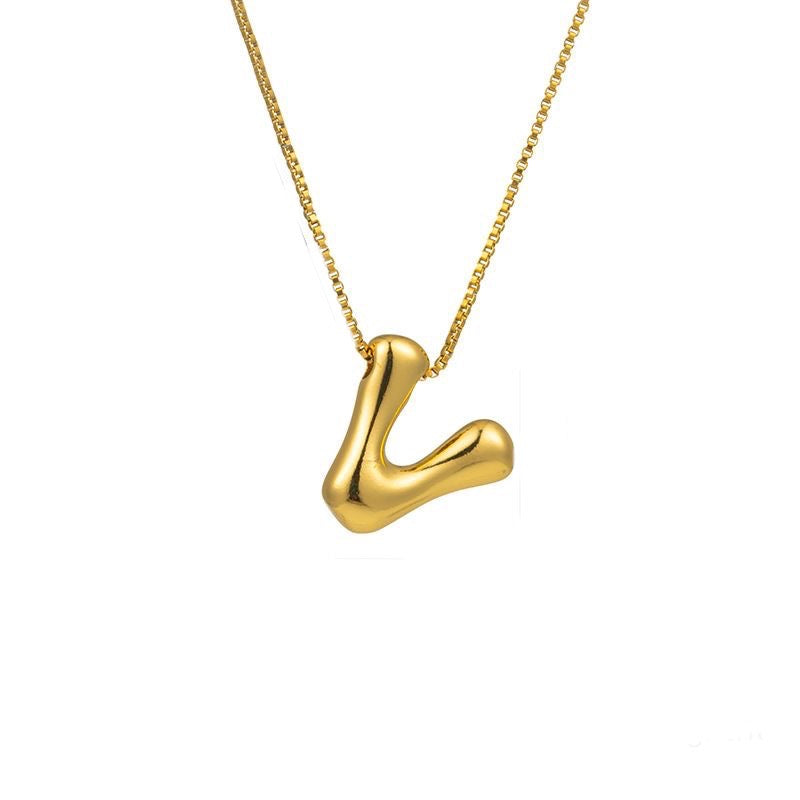 Golden letter necklace with pendant "AZ", 18K gold plating
