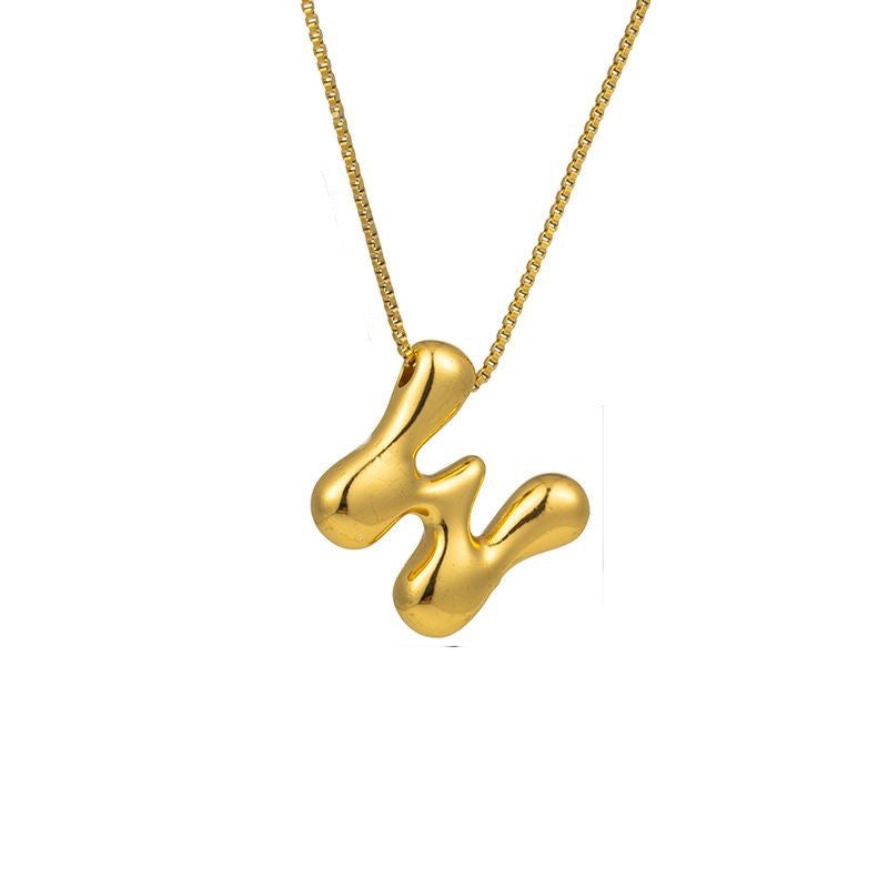 Golden letter necklace with pendant "AZ", 18K gold plating
