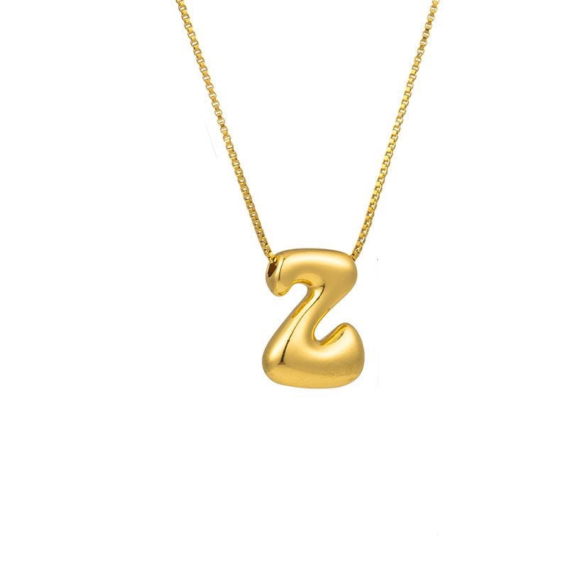 Golden letter necklace with pendant "AZ", 18K gold plating