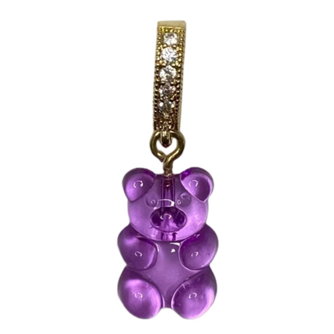 Happy bear pendant "Lilly" in purple, transparent with zirconia