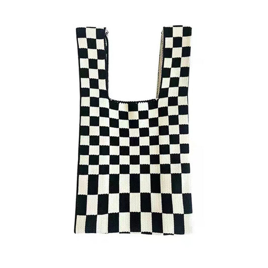 Checked Tasche "Marten" in Schwarz & Weiß