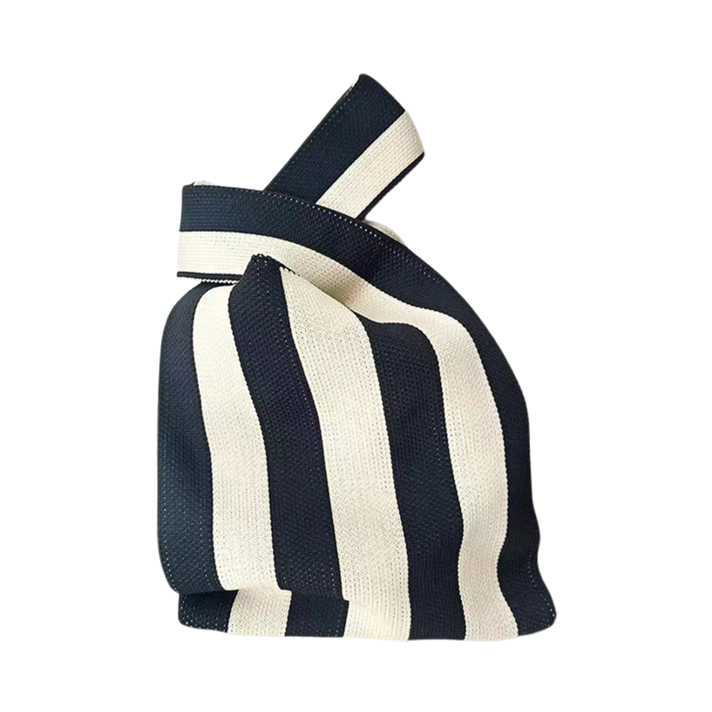 Gestreifte Tasche "Joel" in Schwarz & Weiß