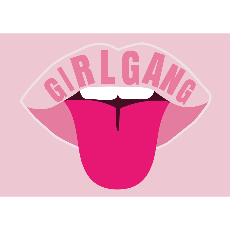 Umweltfreundliche Postkarte "GIRLGANG" mit Mund-Print