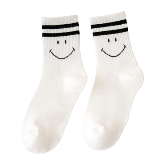Smiley Socken "Joris" mit Streifen in Schwarz & Weiß