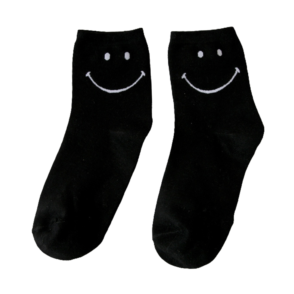 Socken "Nick" in Schwarz mit weißem Smiley