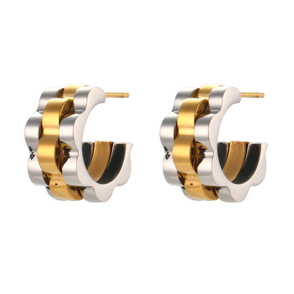 Chunky Ohrringe "Brita" im Silber- und Gold-Mix