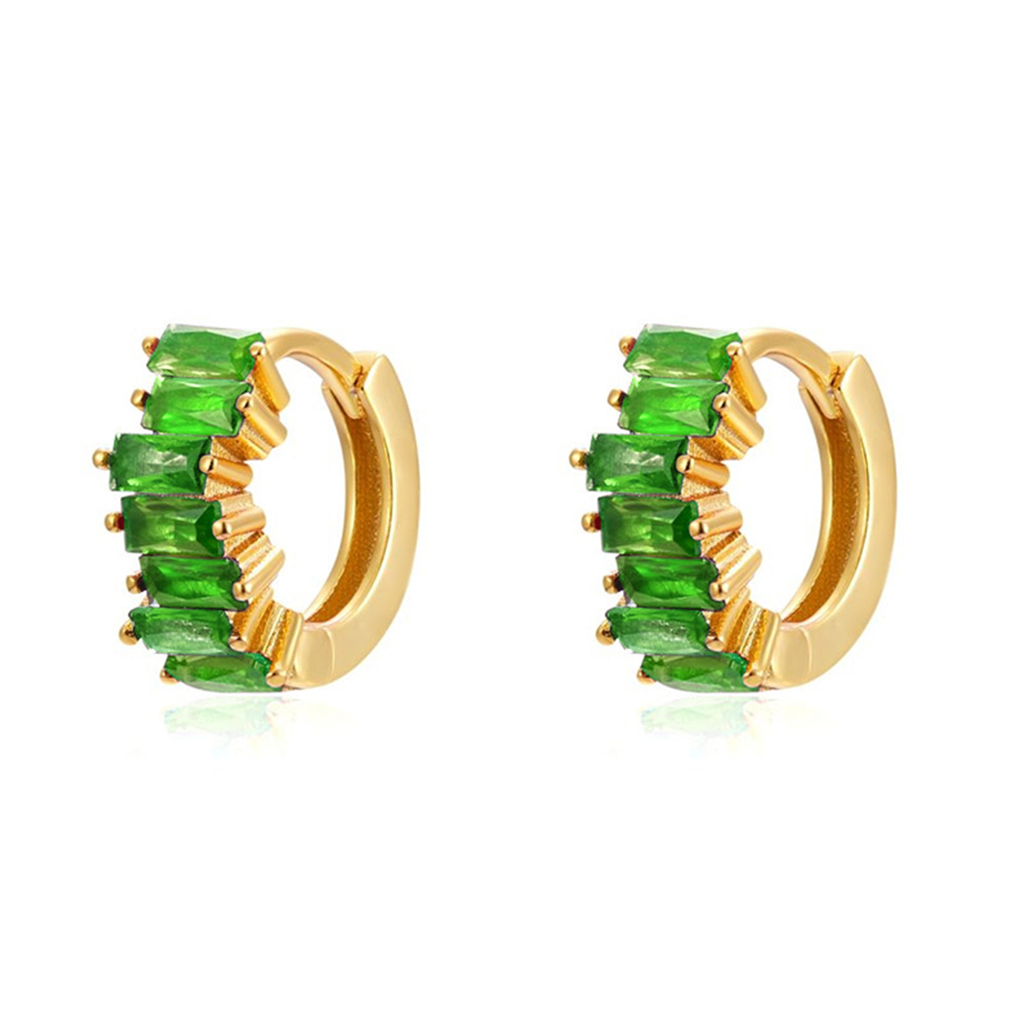 Mini Ohrringe "Aurelie" in Gold mit grünen Ziersteinen