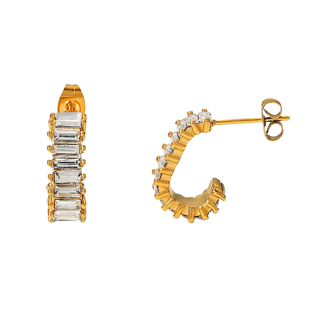 Ohrstecker "Indra" in Gold mit weißen Zirkonia