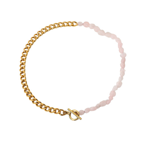 Traum-Halskette "Tuuli" in Gold mit Rosenquarz