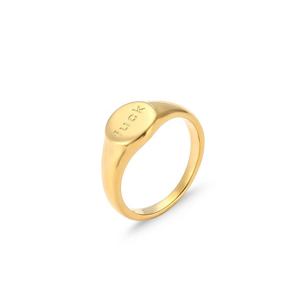 Runder Ring "fuck" in Gold